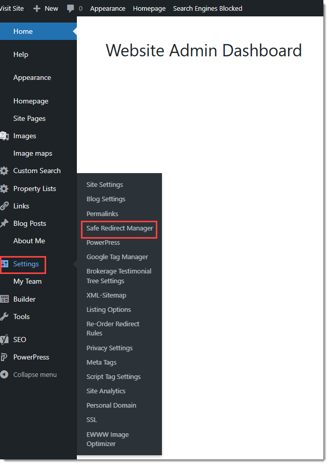 Settings Safe Redirect Manager New Dashboard.png